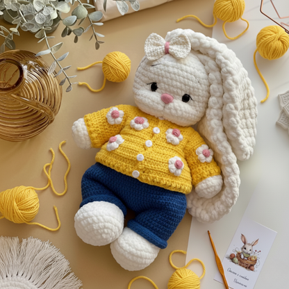 🧶 Conejita Bella + Outfit a Crochet – 2 Patrones en 1 🇪🇸