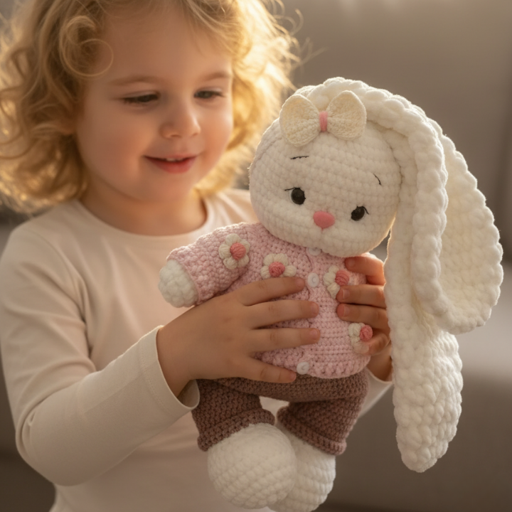 🧶 Conejita Bella + Outfit a Crochet – 2 Patrones en 1 🇪🇸