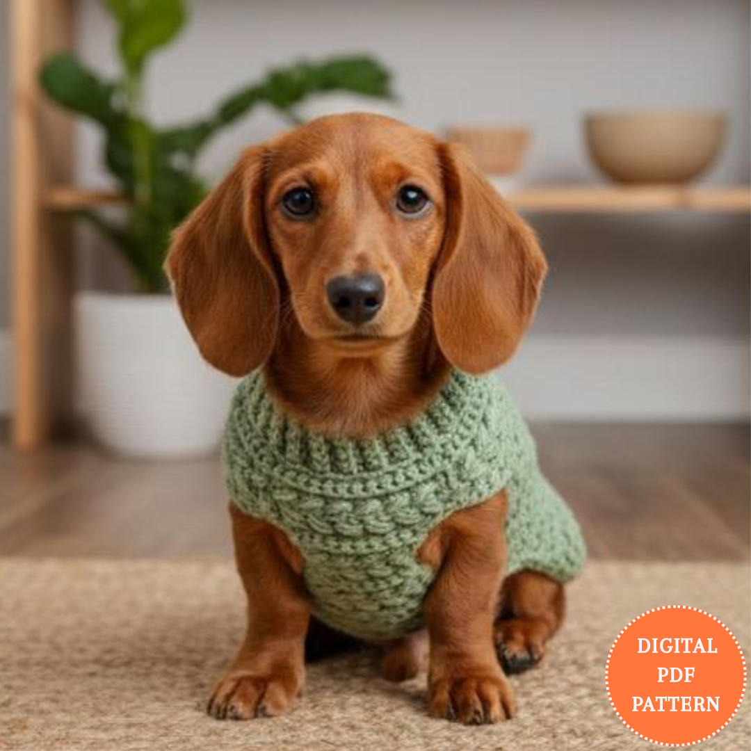 Crochet Dog Sweater Pattern: Easy Wheat Stitch Pullover (PDF Download)