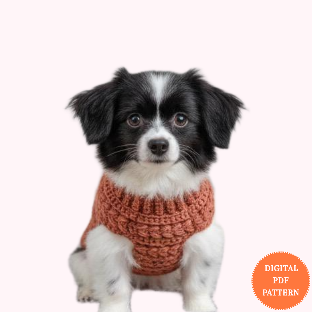 Crochet Dog Sweater Pattern: Easy Wheat Stitch Pullover (PDF Download)