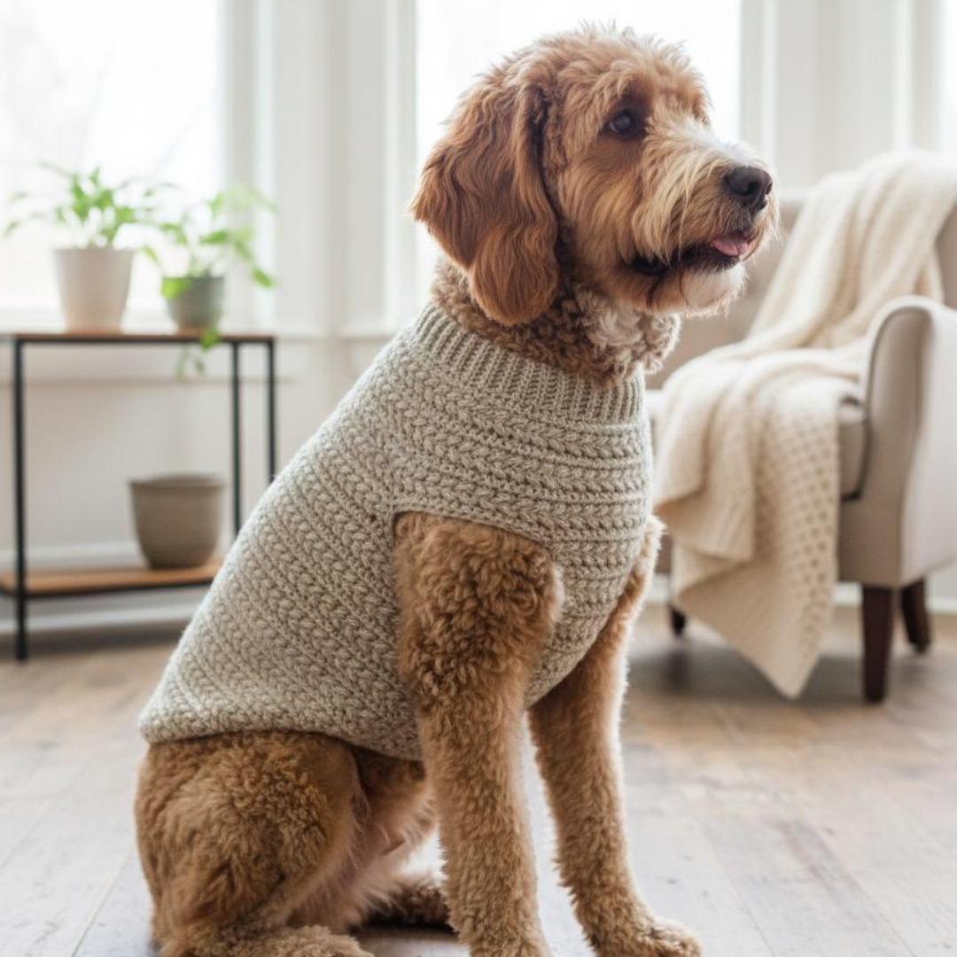 Crochet Dog Sweater Pattern: Easy Wheat Stitch Pullover (PDF Download)