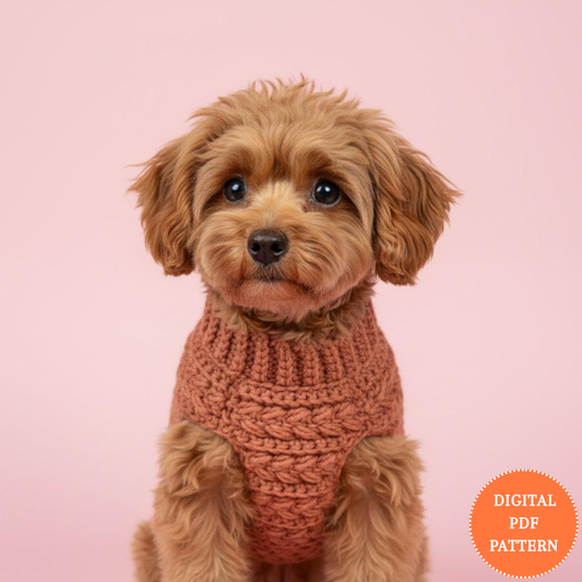 Crochet Dog Sweater Pattern: Easy Wheat Stitch Pullover (PDF Download)